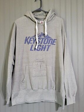 Brew City Keystone Light Beer Holder Hooded Sweatshirt Green Gray Men's XL